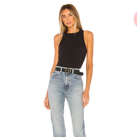 AGOLDE High Neck Ribbed Tank in Black - Picture 3 of 7